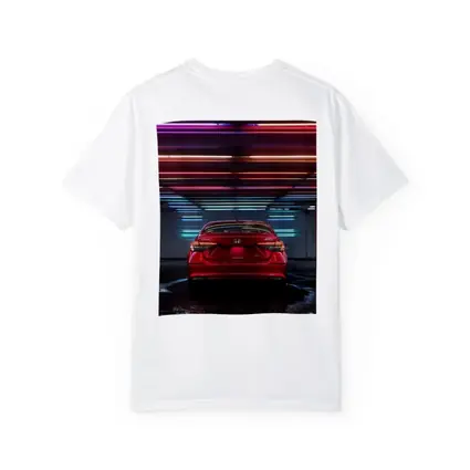 Honda Civic Red Rear Neon Parking Garage