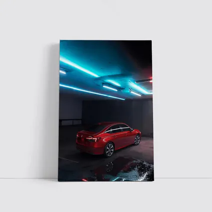Honda Civic Red Neon Parking Garage Night