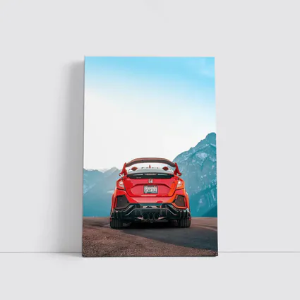 Red Honda Civic Type R Mountain Backdrop