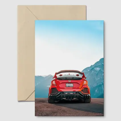 Red Honda Civic Type R Mountain Backdrop