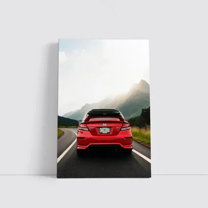 Red Honda Civic Si Mountain Road Drive