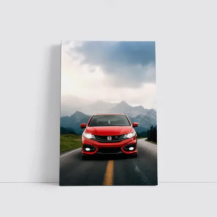 Red Honda Civic Si Mountain Road Drive