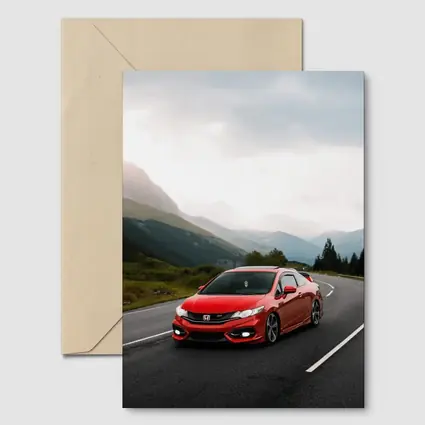 Red Honda Civic Si Mountain Road Drive