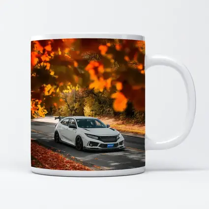 Honda Civic Type R White Autumn Road