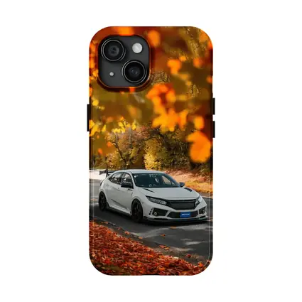 Honda Civic Type R White Autumn Road