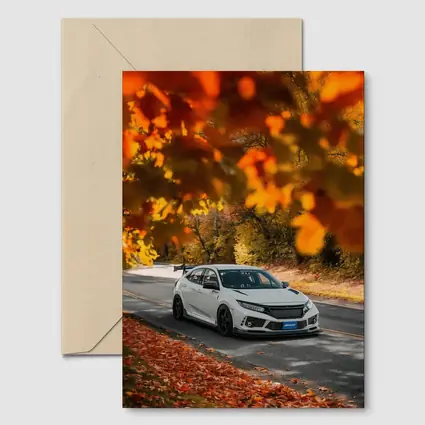 Honda Civic Type R White Autumn Road