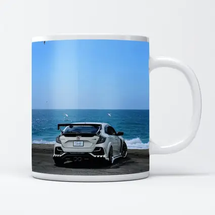Honda Civic Type R White Ocean Background