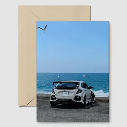 Honda Civic Type R White Ocean Background