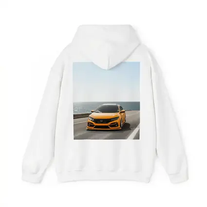 Honda Civic Orange Stance Coastal Road Drive