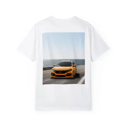 Honda Civic Orange Stance Coastal Road Drive