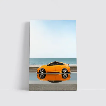 Honda Civic Coupe Slammed Orange Ocean Road