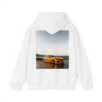 Honda Civic Stanced Orange Coastal Sunset Scene