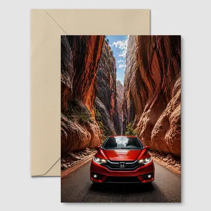 Honda Fit Red Canyon Road Drive