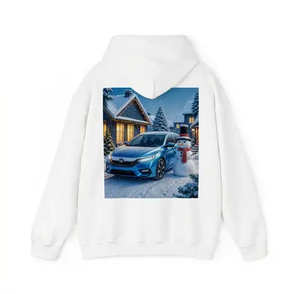 Honda Civic Blue Car Winter Snow Scene