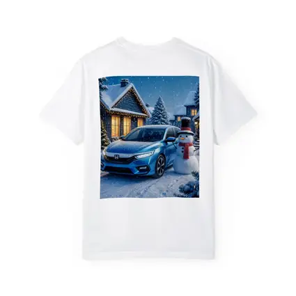 Honda Civic Blue Car Winter Snow Scene