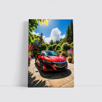 Honda NSX Red Supercar Cottage Garden Setting
