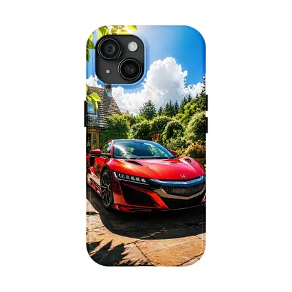 Honda NSX Red Supercar Cottage Garden Setting