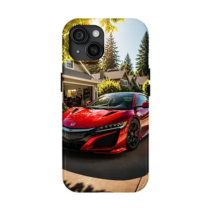 Honda NSX Red Supercar Suburban Driveway