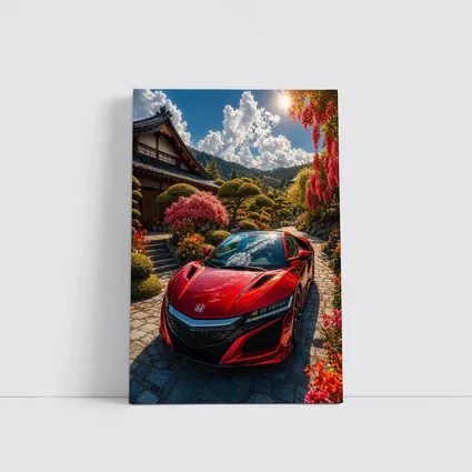 Honda NSX Red Sports Car Japanese Garden