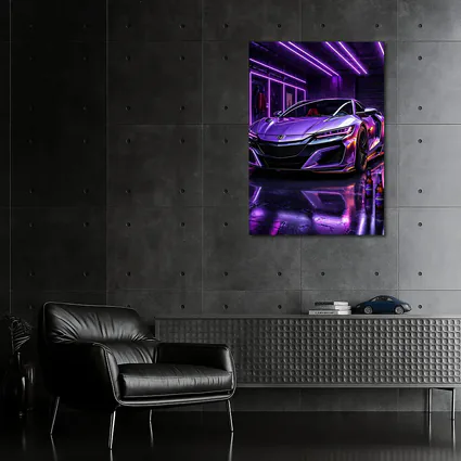 Honda NSX Purple Neon Garage Night