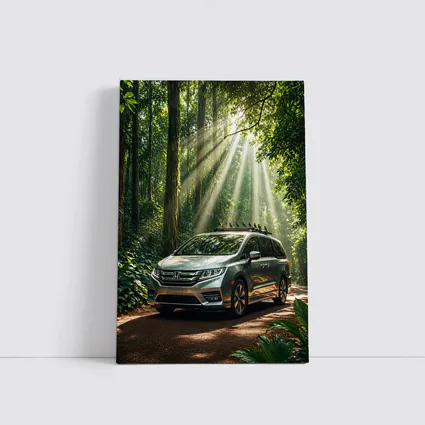 Honda Odyssey Minivan Parked In Forest