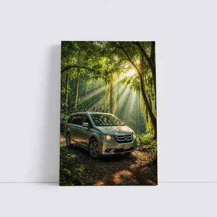 Honda Odyssey Minivan Parked In Forest