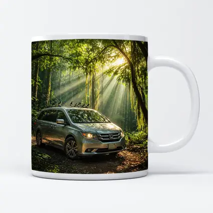 Honda Odyssey Minivan Parked In Forest