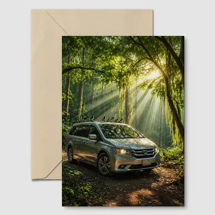 Honda Odyssey Minivan Parked In Forest