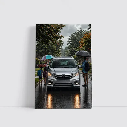 Honda Odyssey Minivan Family Rainy Street