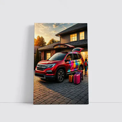 Honda Pilot SUV Family Trip Driveway Sunset