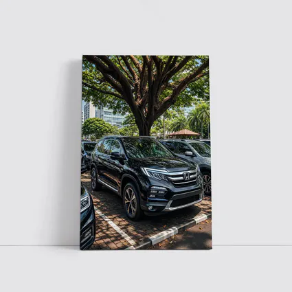 Honda Pilot Black SUV Urban Parking Scene