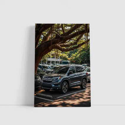 Honda Pilot SUV Parked Under Tropical Trees