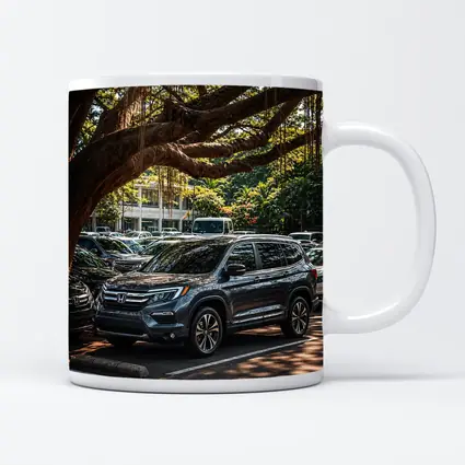 Honda Pilot SUV Parked Under Tropical Trees