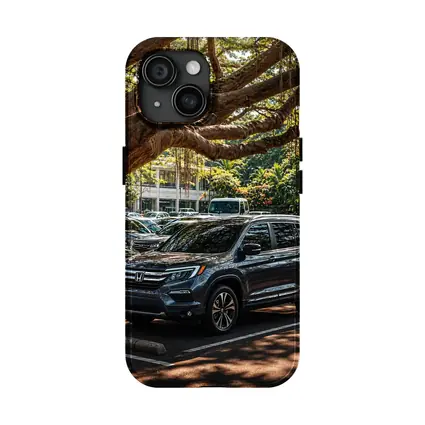 Honda Pilot SUV Parked Under Tropical Trees