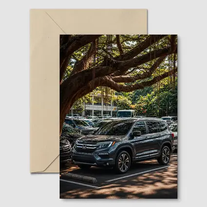 Honda Pilot SUV Parked Under Tropical Trees