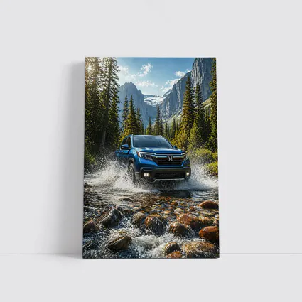 Honda Ridgeline Truck Splashing Mountain River
