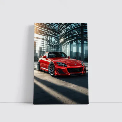 Honda S2000 Red Sports Car Glass Building