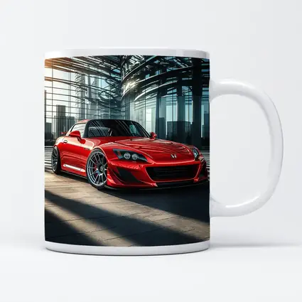 Honda S2000 Red Sports Car Glass Building