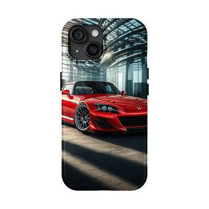 Honda S2000 Red Sports Car Glass Building