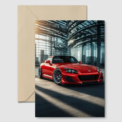 Honda S2000 Red Sports Car Glass Building