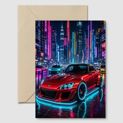 Honda S2000 Red Neon City Night