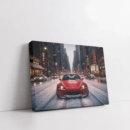 Honda S2000 Red Sports Car Snowy City