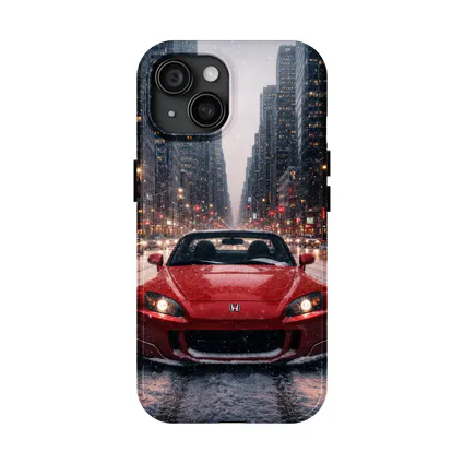 Honda S2000 Red Sports Car Snowy City