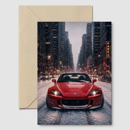 Honda S2000 Red Sports Car Snowy City