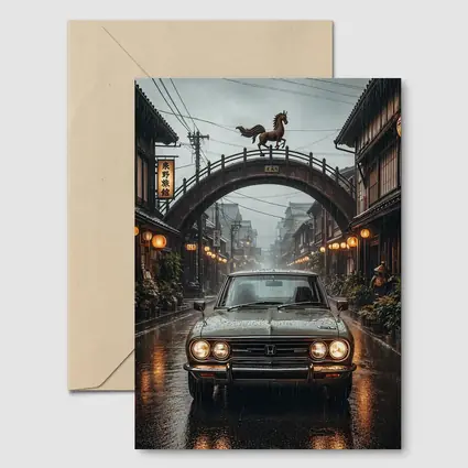 Honda Classic Car Rainy Japanese Street