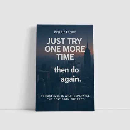 Persistence Quote City Skyline Dark Blue