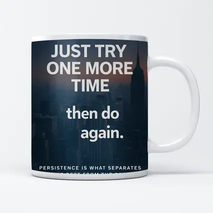 Persistence Quote City Skyline Dark Blue