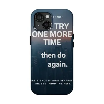 Persistence Quote City Skyline Dark Blue