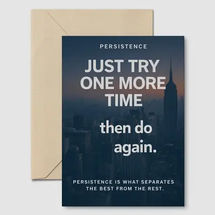 Persistence Quote City Skyline Dark Blue