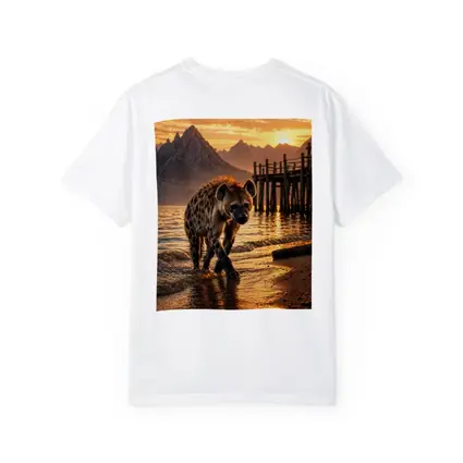 Spotted Hyena Walking Shore At Sunset